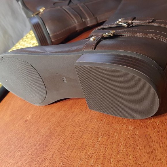 NEW ! MICHAEL KORS Women Over The Knee Boots Zipper Up Low Heel BROWN Size 10 - Picture 3 of 6